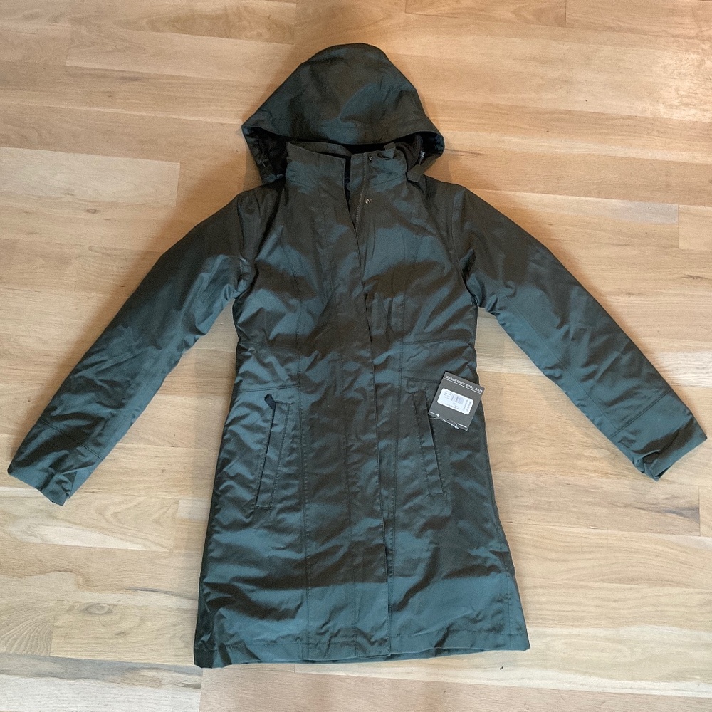 Eddie Bauer Women’s XS Petite Trench Coat, in color Dark Loden